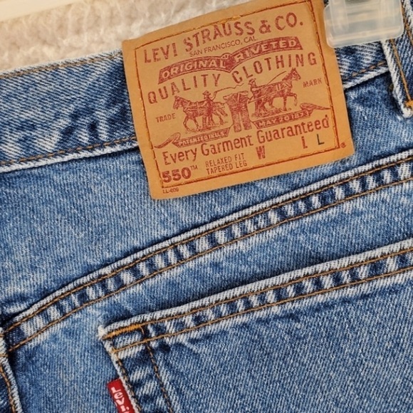 Vtg Levis 550 Blue Jean 16 Mis L 33x33 Hi Rise Relaxed Tapered Western 04/00 USA - Picture 2 of 16